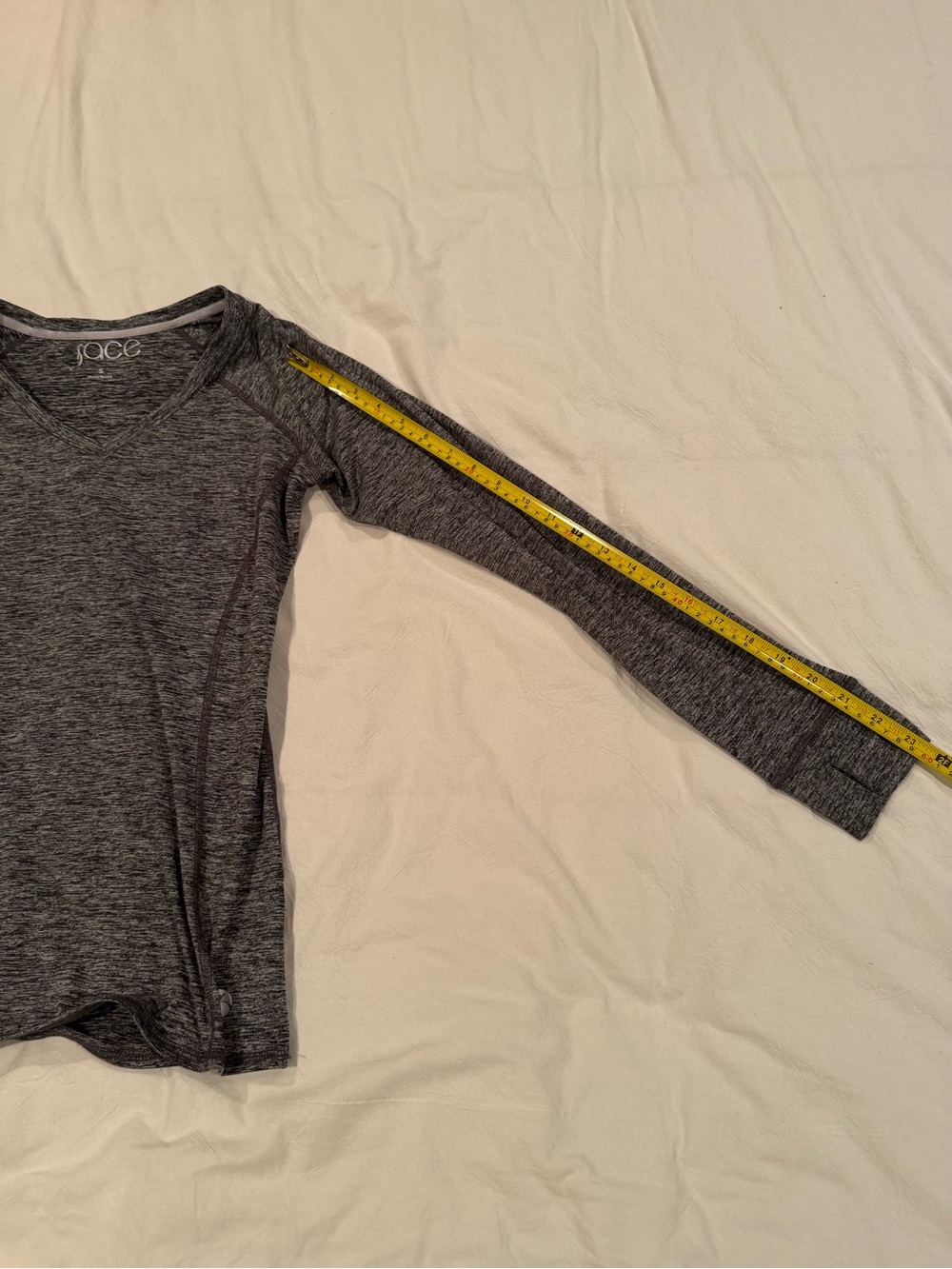 Women's Grey Long-Sleeve V-Neck Performance Top - Picture 11 of 12